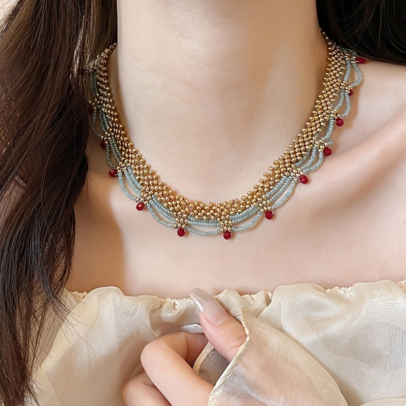 Boho Layered Red Bead Necklace