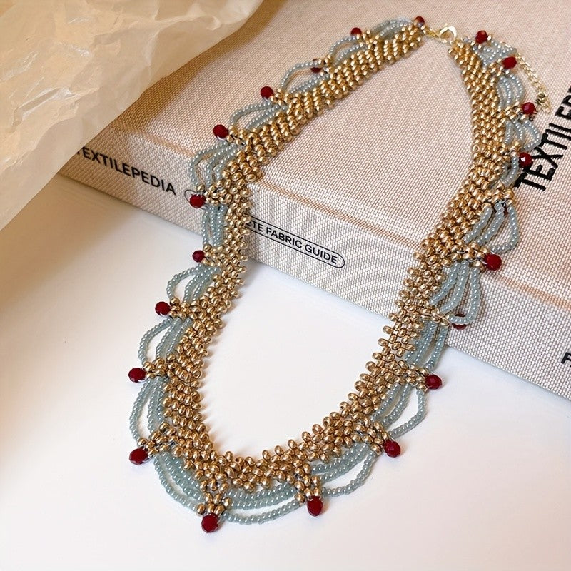 Boho Layered Red Bead Necklace