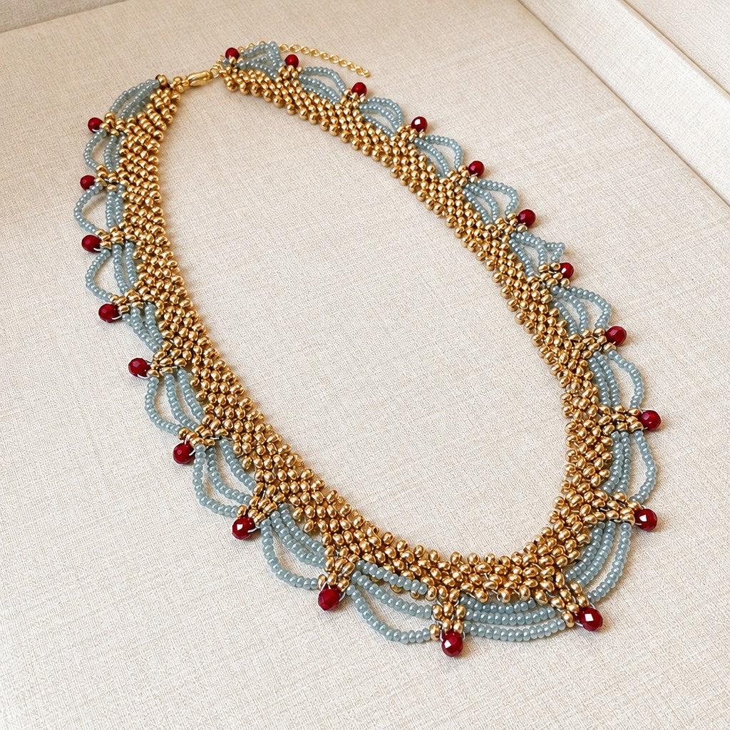 Boho Layered Red Bead Necklace
