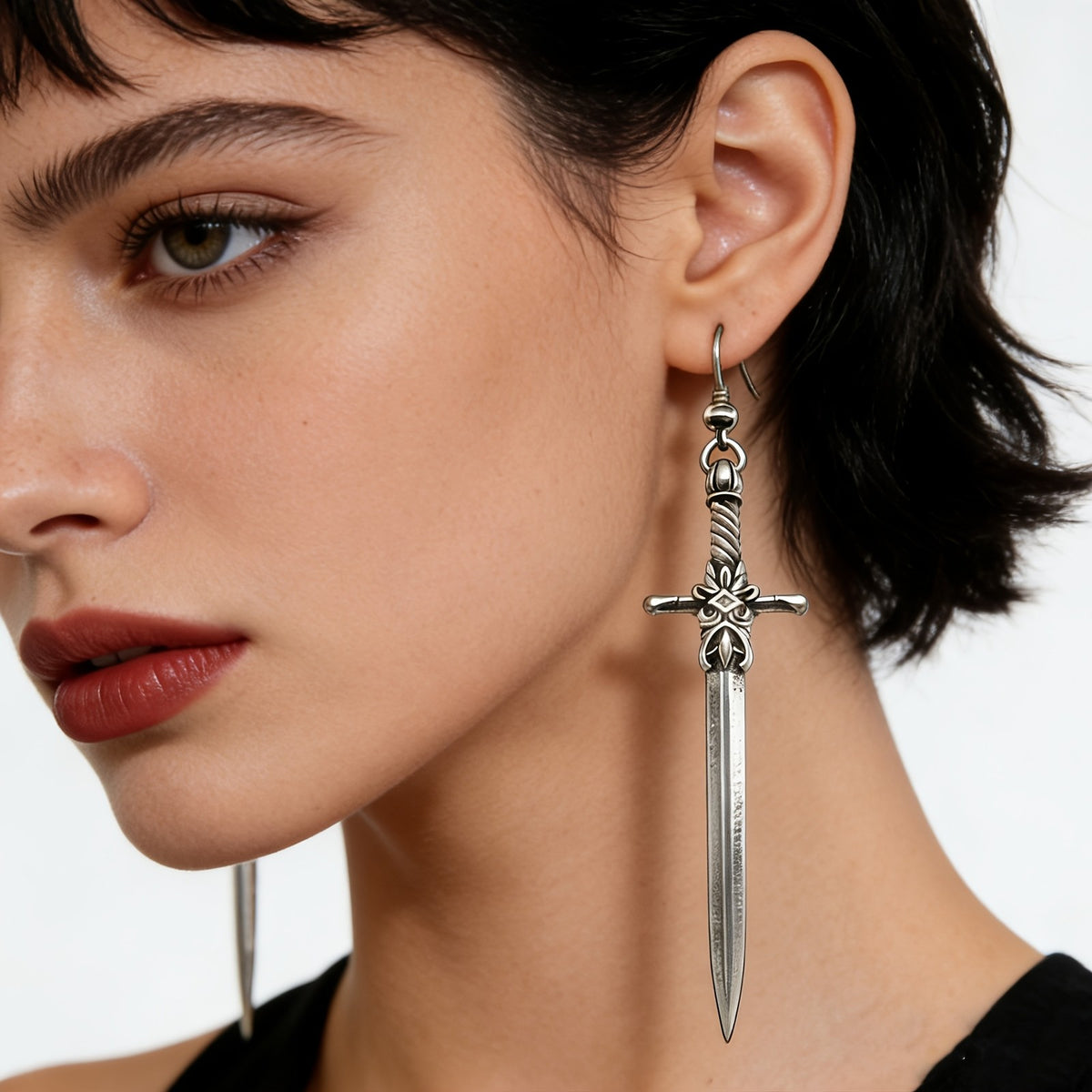 14k Vintage Sword Dangle Earrings