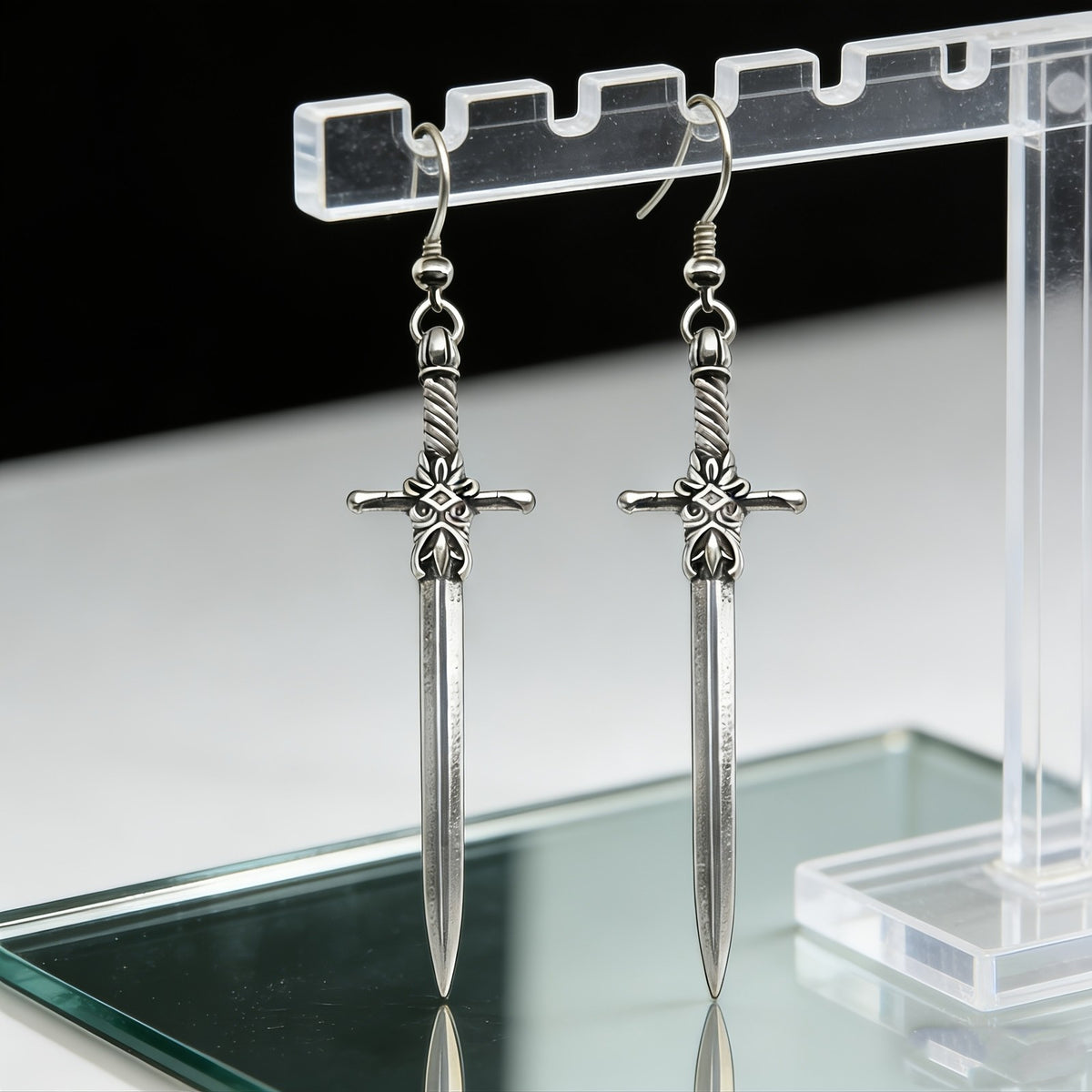 14k Vintage Sword Dangle Earrings