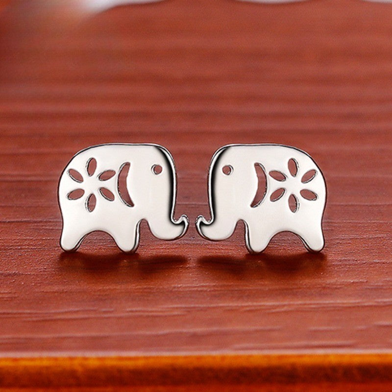 Dainty Floral Elephant Stud Earrings