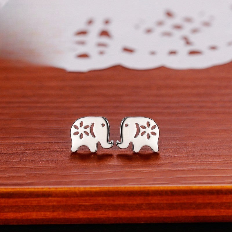 Dainty Floral Elephant Stud Earrings