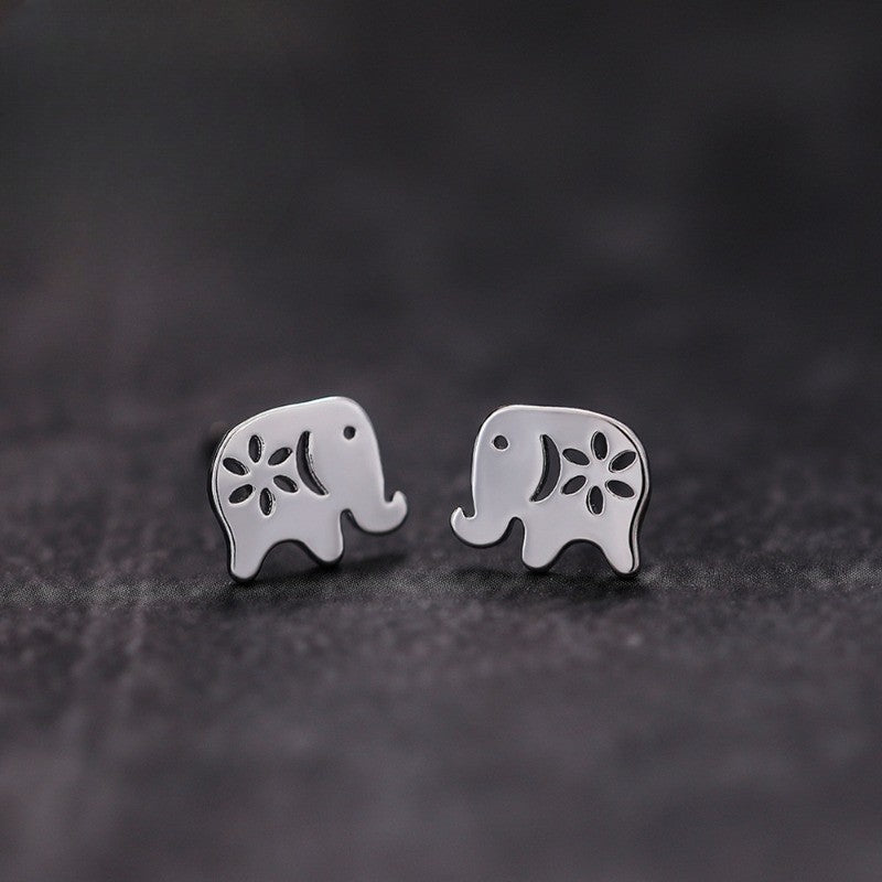 Dainty Floral Elephant Stud Earrings