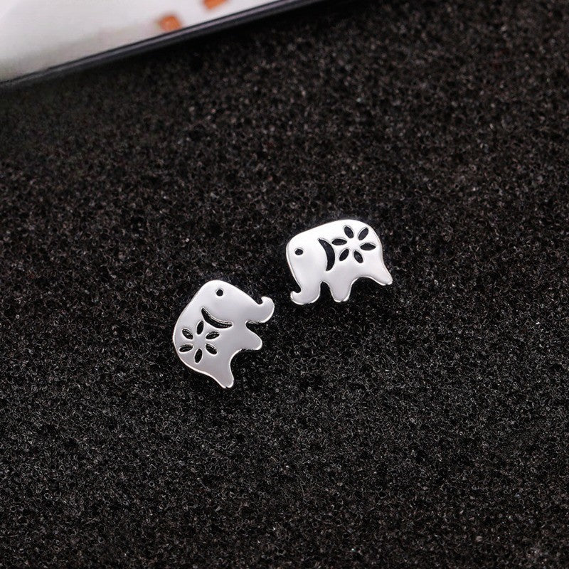Dainty Floral Elephant Stud Earrings