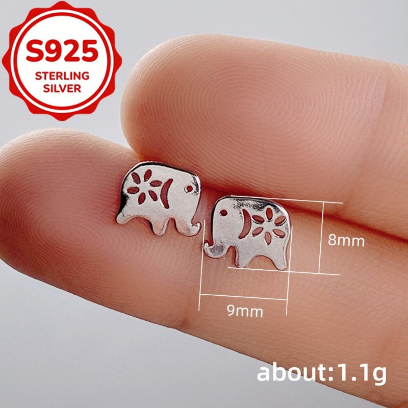 Dainty Floral Elephant Stud Earrings