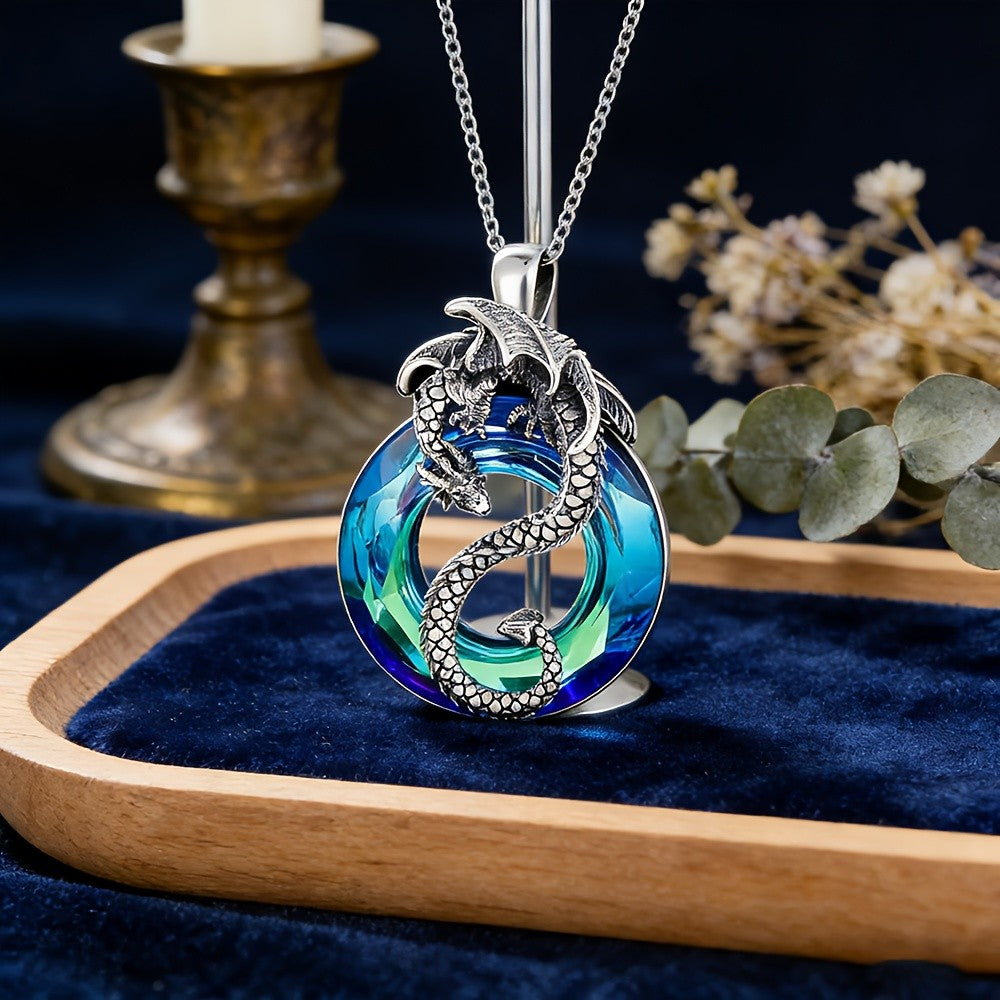 Classy Blue Dragon Pendant Necklace