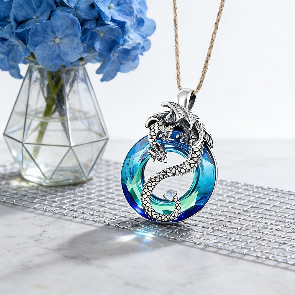 Classy Blue Dragon Pendant Necklace