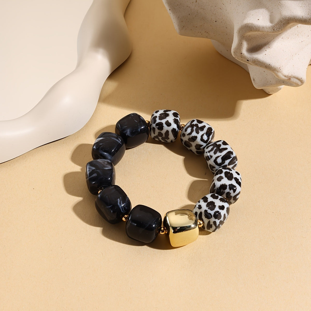 Boho Leopard Print Resin Bracelet