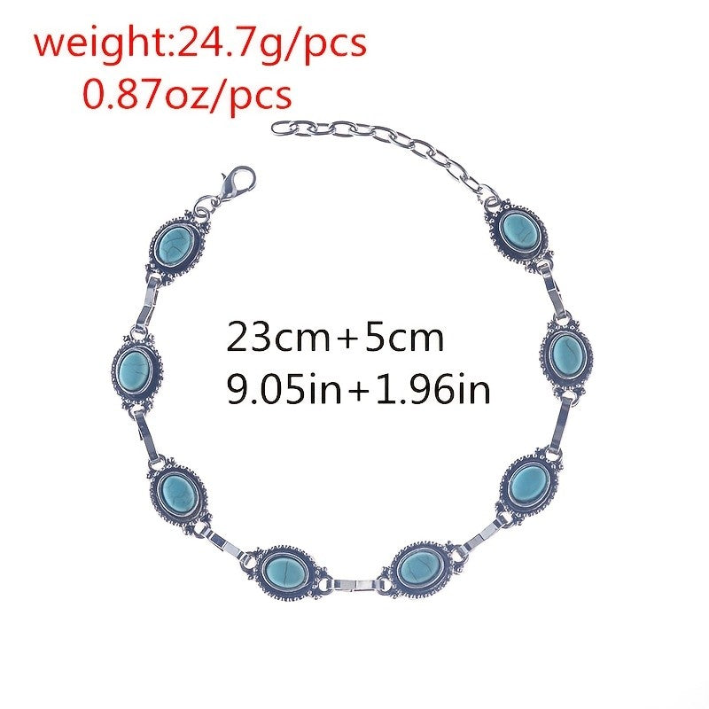 Boho Vintage Turquoise Anklet