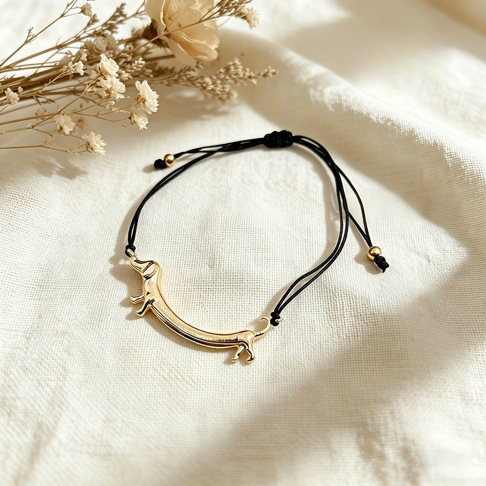 14k Dainty Dachshund Bracelet