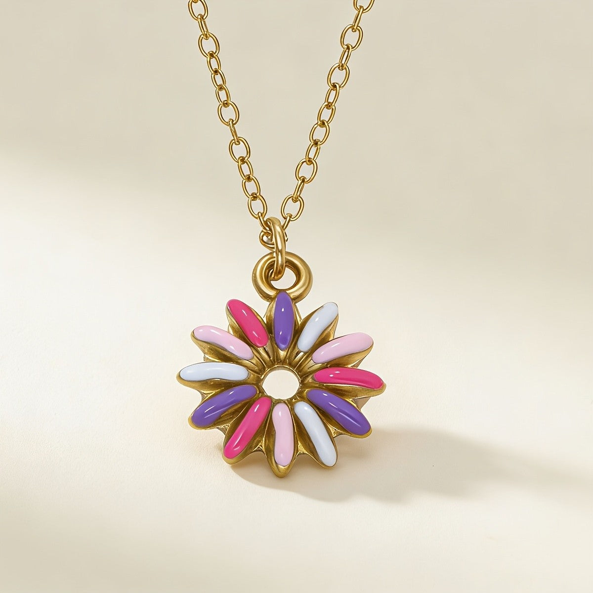 18k Boho Colorful Enamel Flower Necklace