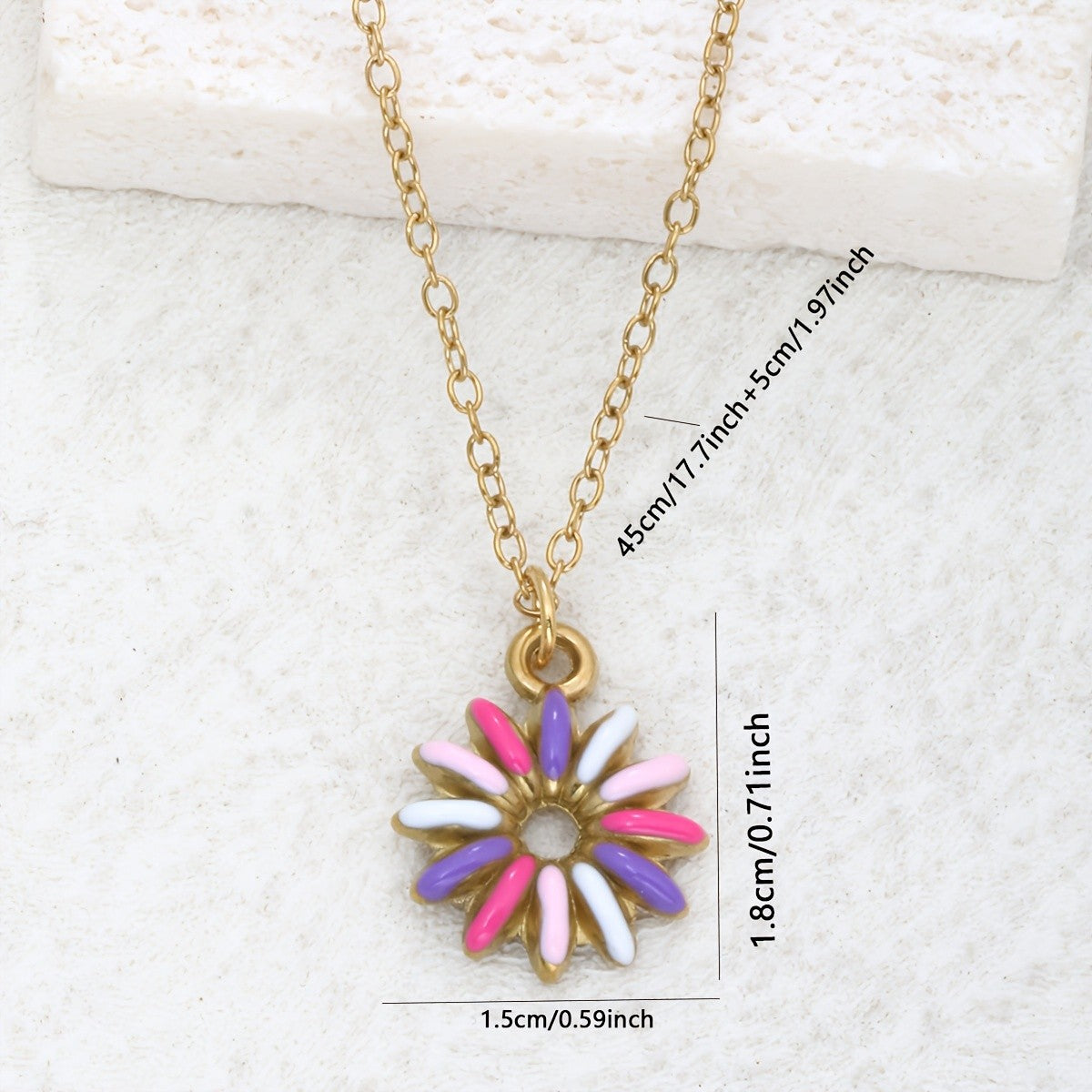 18k Boho Colorful Enamel Flower Necklace