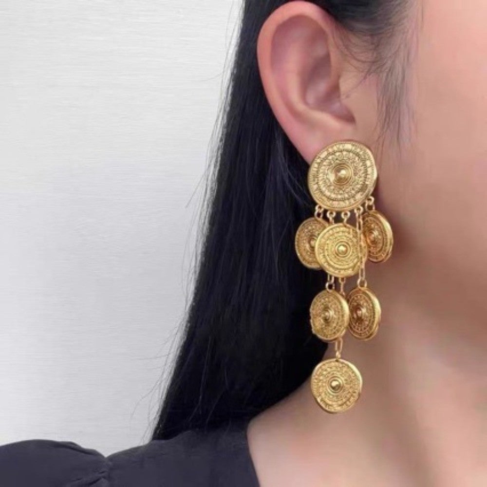 Boho Vintage Coin Drop Earrings