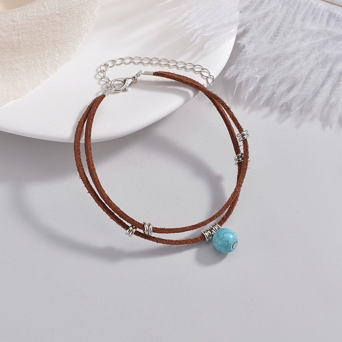 Boho Turquoise Double Layer Anklet