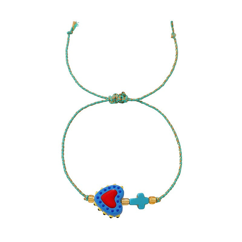 Boho Multicolor Resin Heart Bracelet
