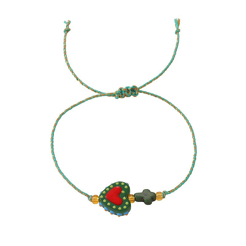 Boho Multicolor Resin Heart Bracelet