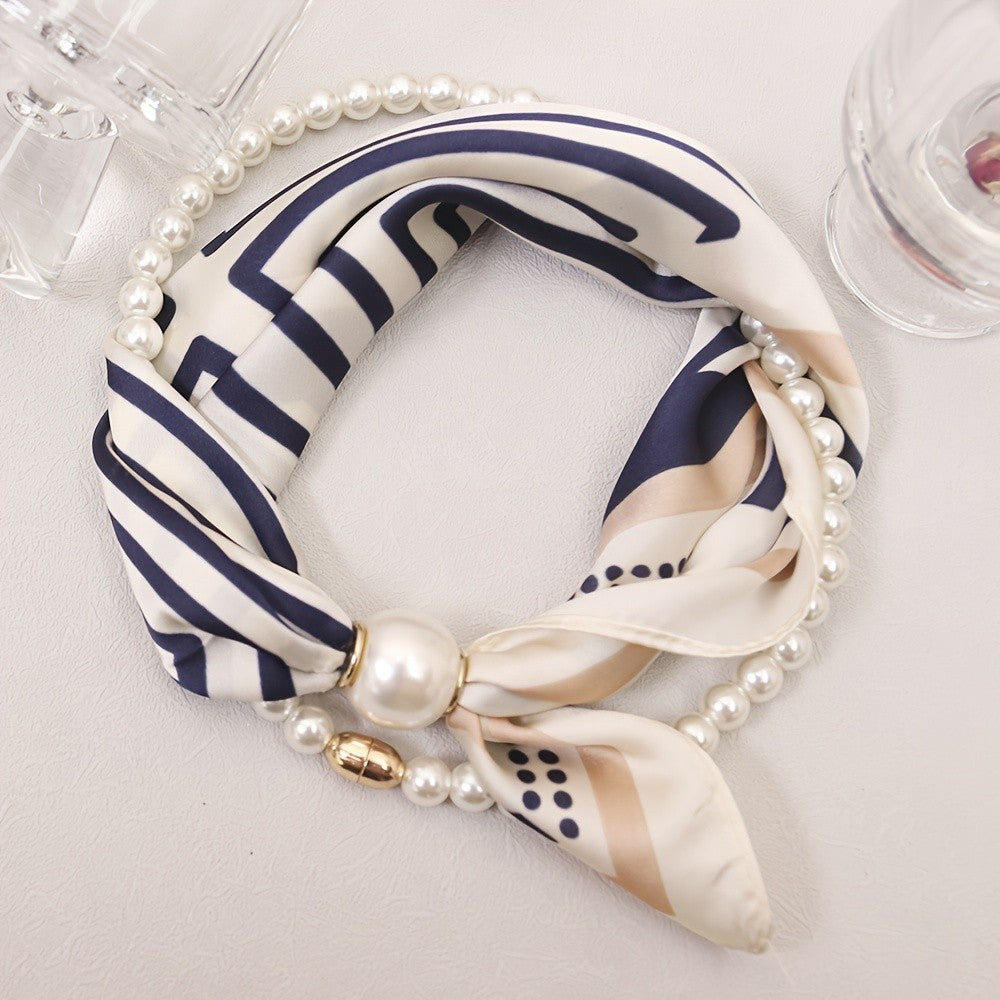 Boho Floral Faux Pearl Scarf Necklace