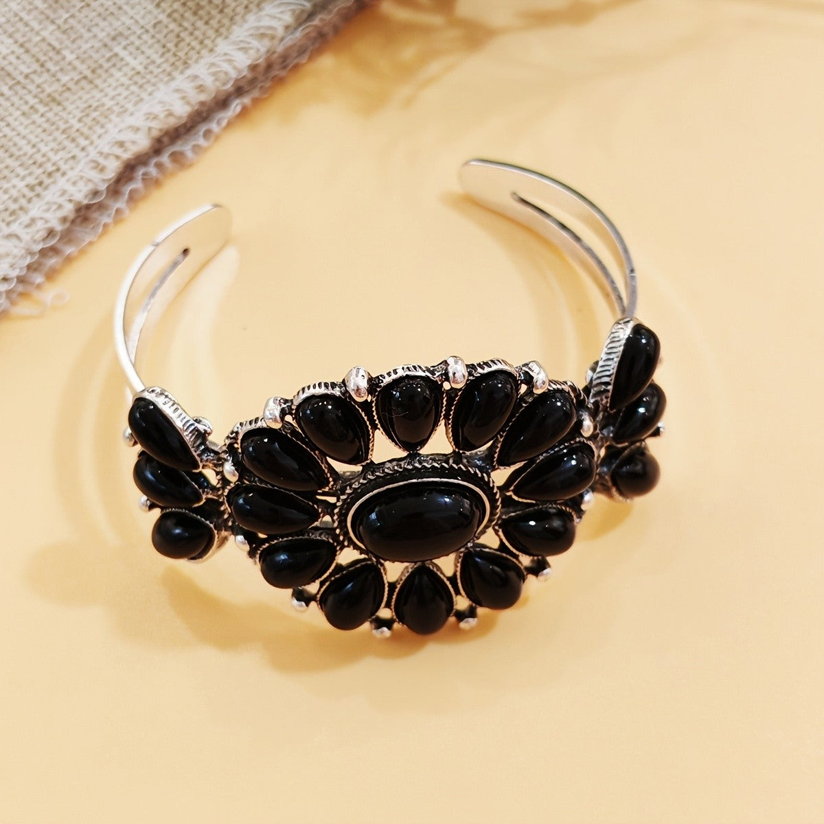 Boho Vintage Turquoise Leaf Cuff Bracelet