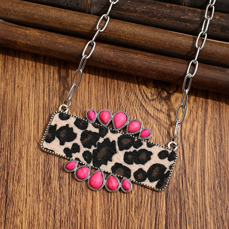 Boho Leopard Print Synthetic Turquoise Bracelet