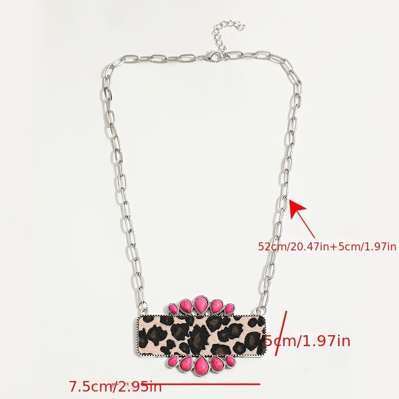 Boho Leopard Print Synthetic Turquoise Bracelet