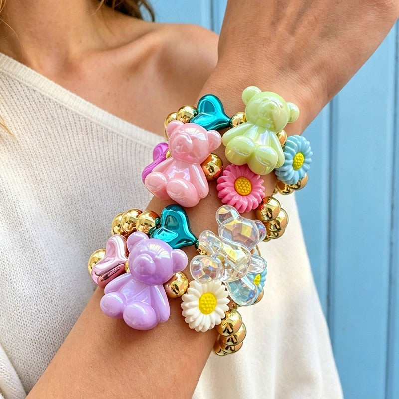 Cute Y2K Resin Bear Flower Bracelet