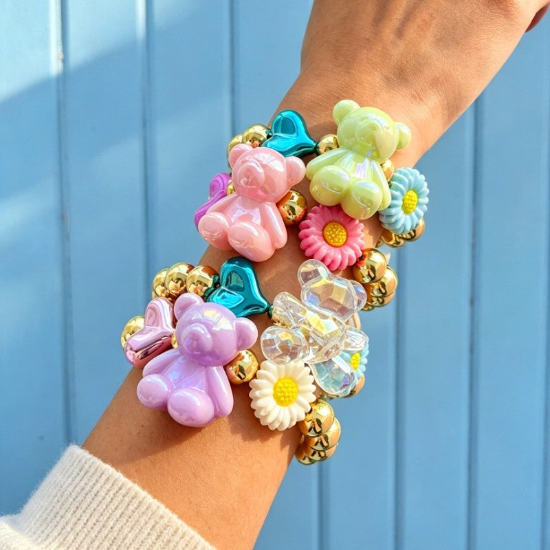 Cute Y2K Resin Bear Flower Bracelet