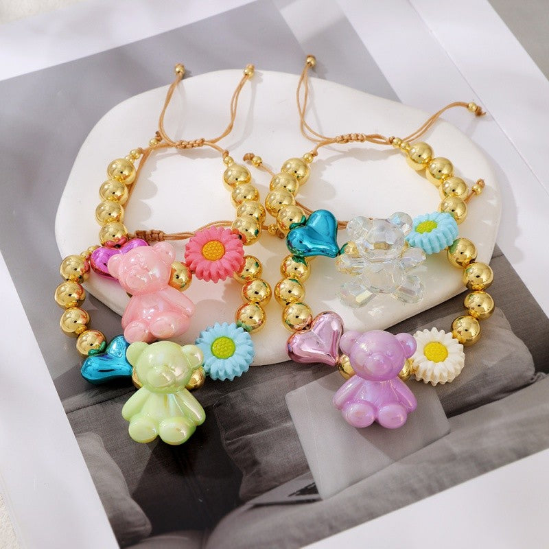 Cute Y2K Resin Bear Flower Bracelet