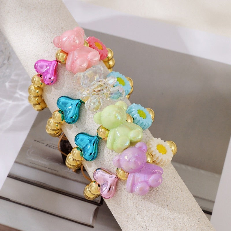Cute Y2K Resin Bear Flower Bracelet