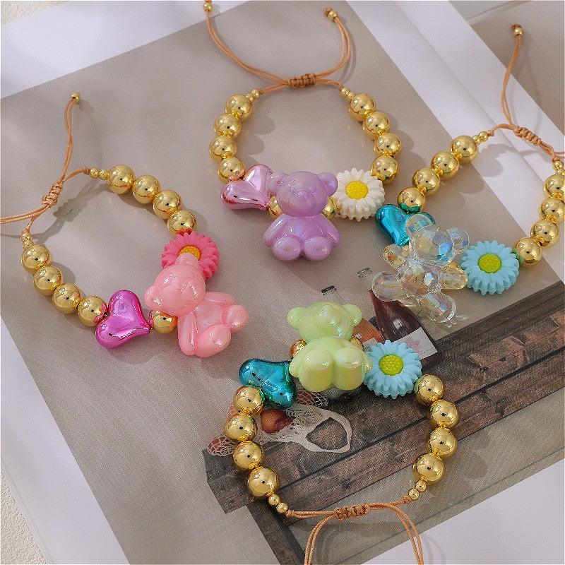 Cute Y2K Resin Bear Flower Bracelet