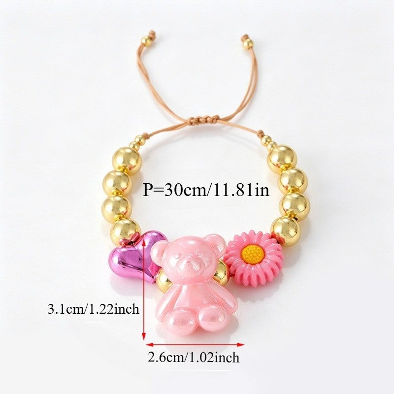 Cute Y2K Resin Bear Flower Bracelet