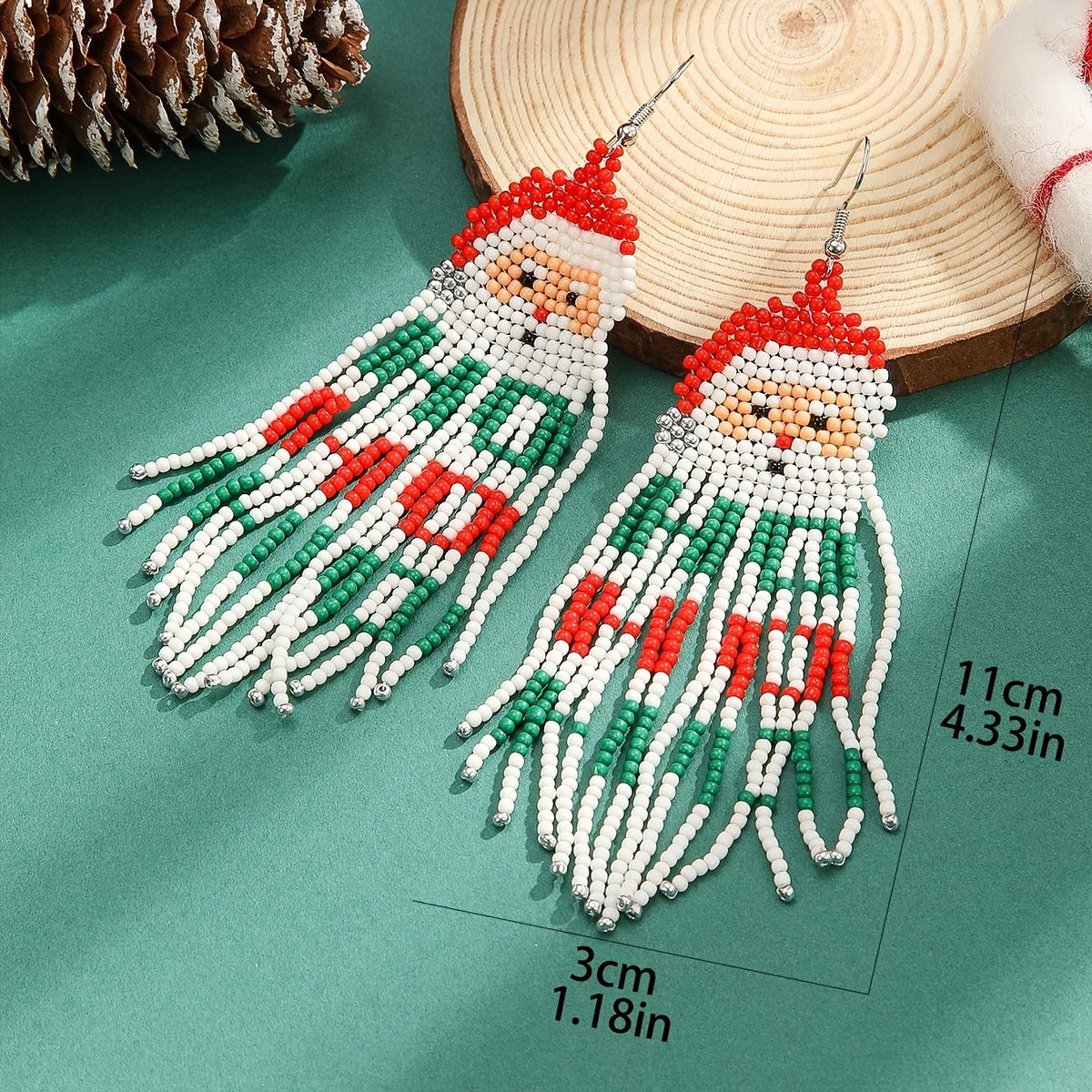Boho Santa Beaded Fringe Earrings