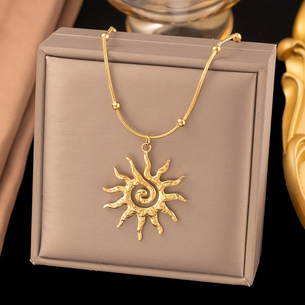 Boho Spiral Sun Pendant Necklace