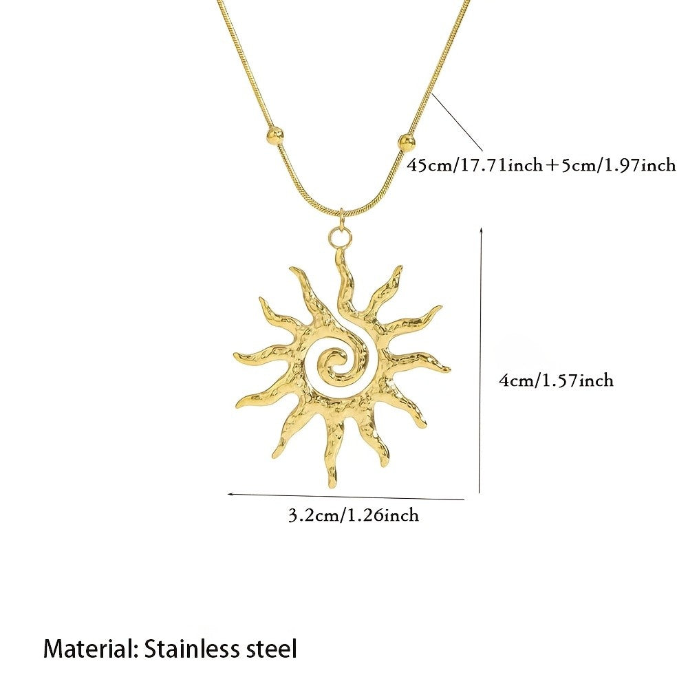 Boho Spiral Sun Pendant Necklace