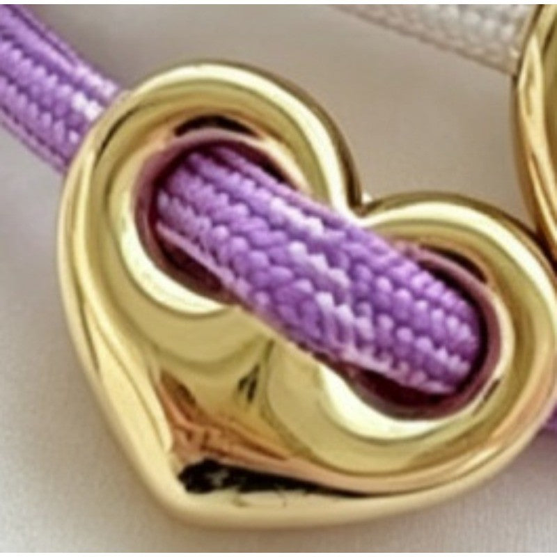 18k Boho Multi-Color Braided Heart Bracelet Set