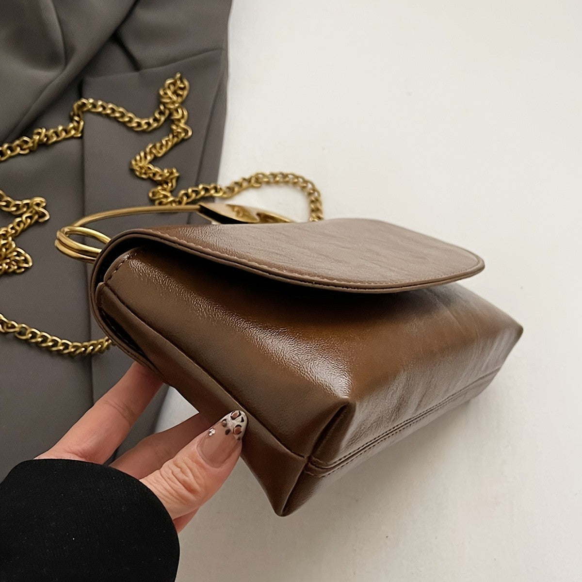 Chic Burgundy Safety Pin Crossbody Bag