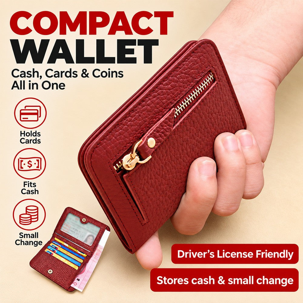 Classy Vintage Zipper Compact Wallet