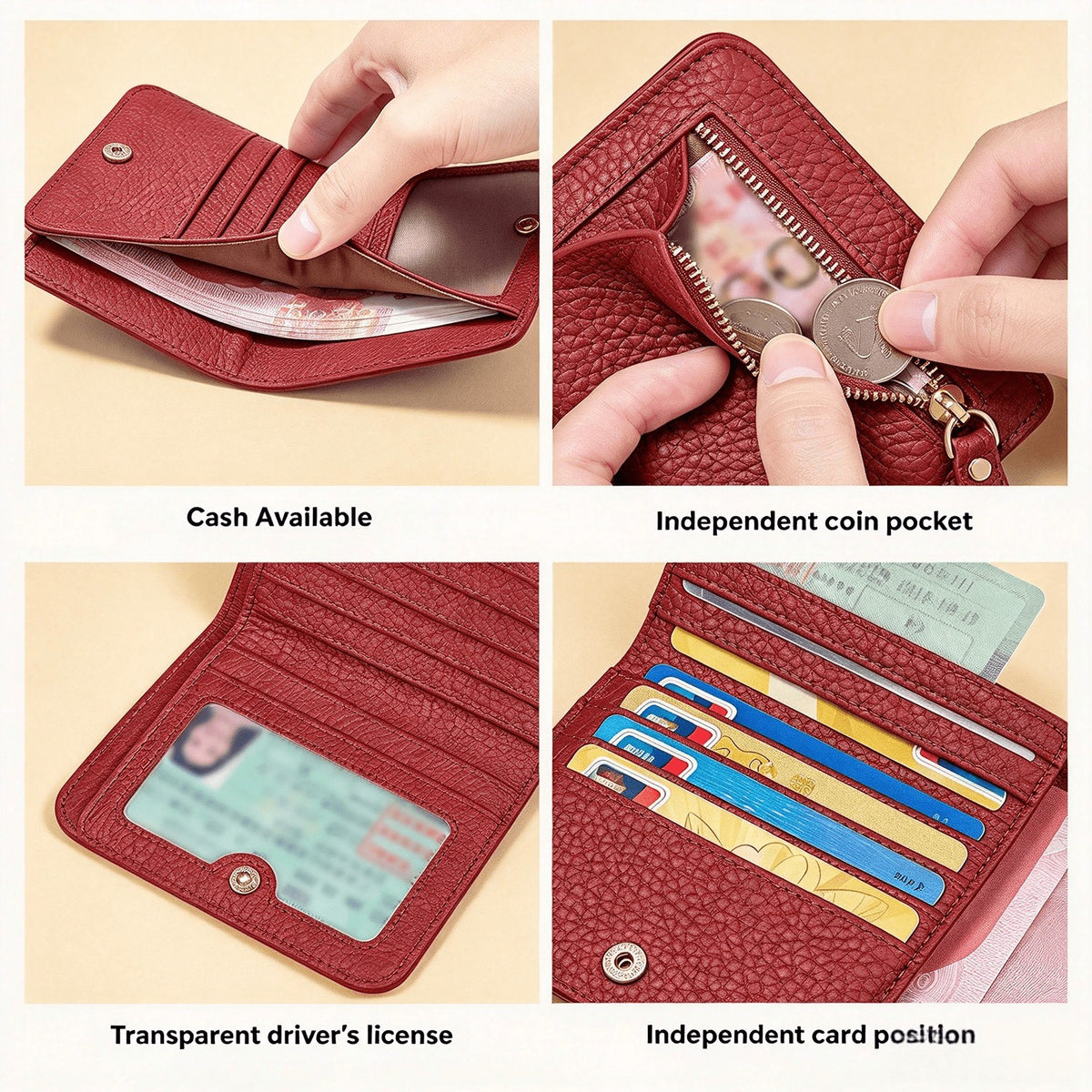 Classy Vintage Zipper Compact Wallet