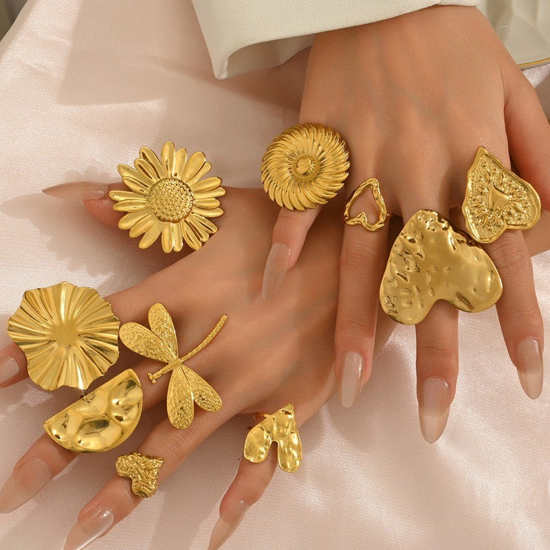 Boho Nature Motif Ring Set