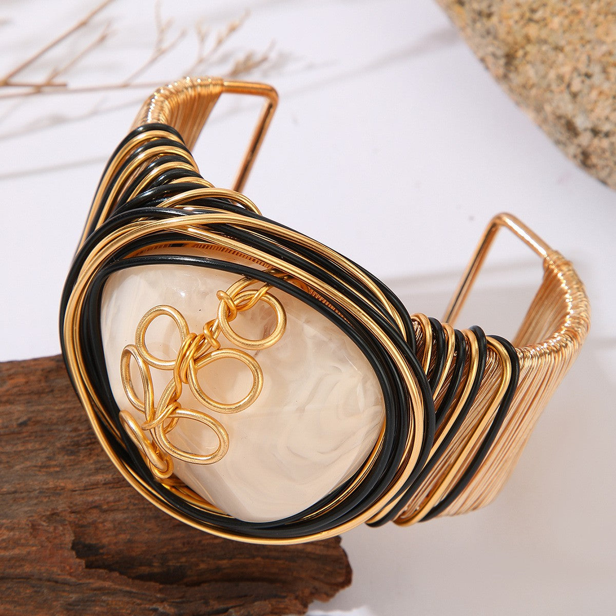 Boho Teal Resin Chain Cuff Bracelet