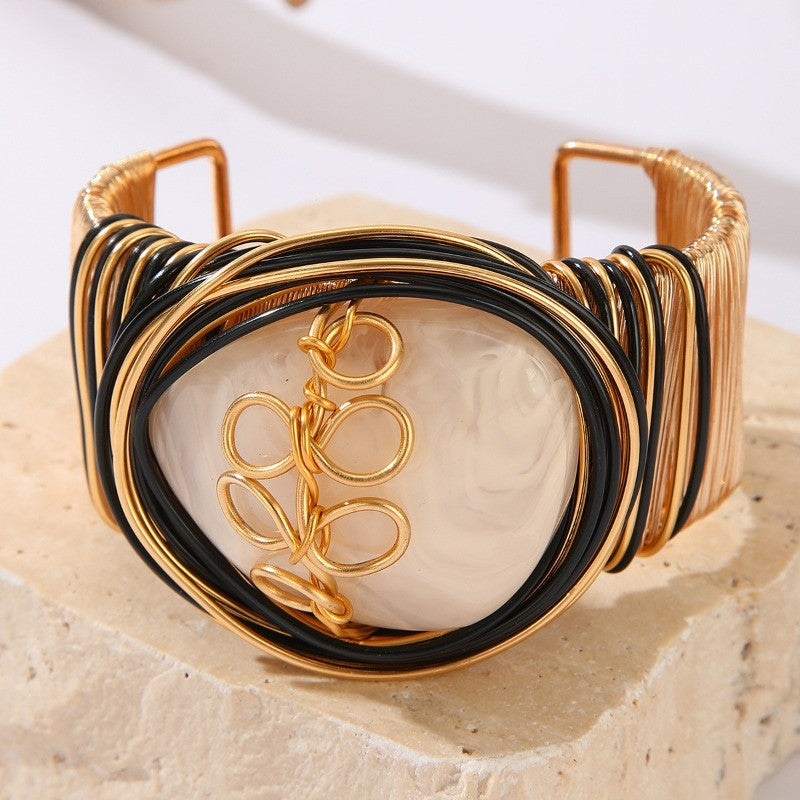 Boho Teal Resin Chain Cuff Bracelet