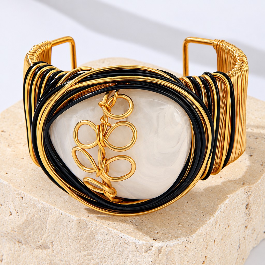 Boho Teal Resin Chain Cuff Bracelet