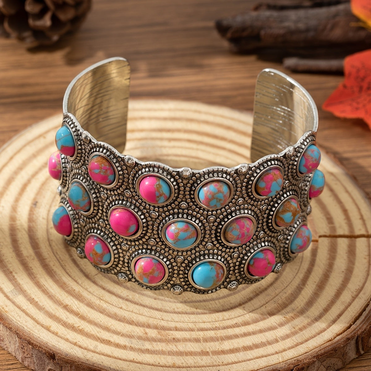 Boho Vintage Turquoise Cuff Bracelet