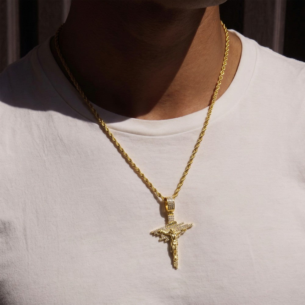 14k Classy Zircon Cross Necklace