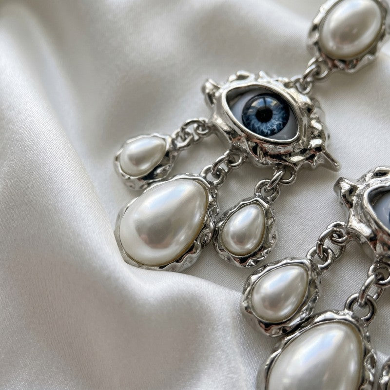 Vintage Evil Eye Shell Drop Earrings