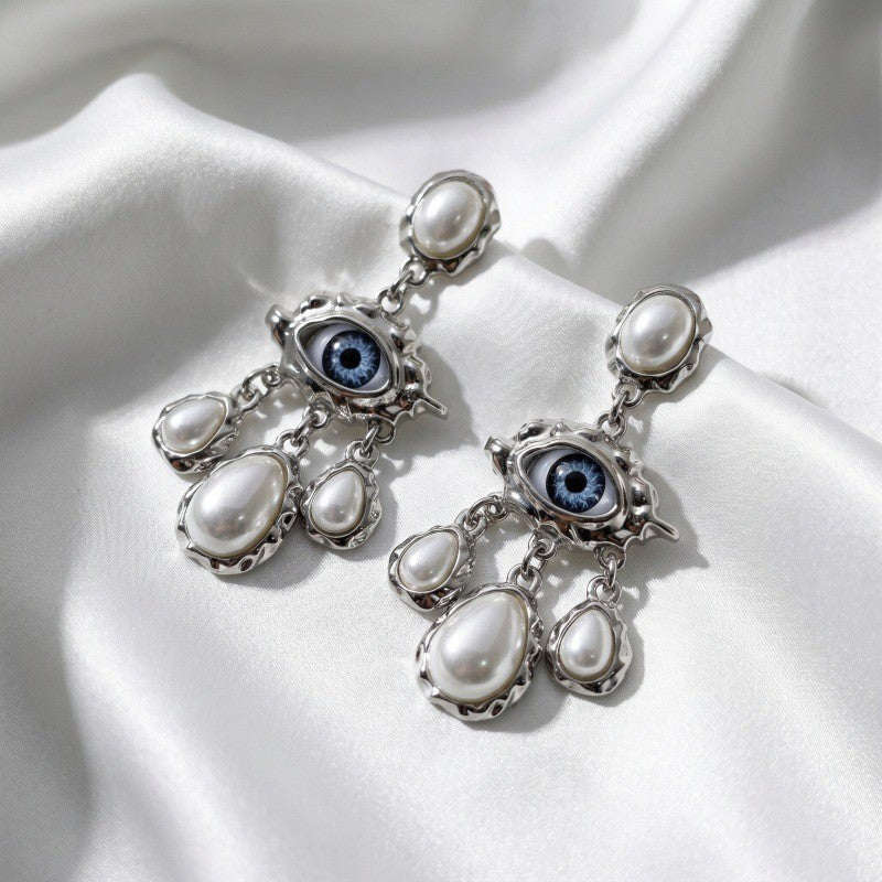 Vintage Evil Eye Shell Drop Earrings