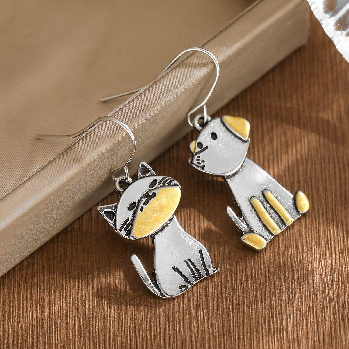 Cute Asymmetrical Cat And Dog Drop Earrings