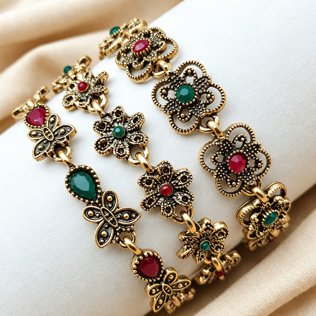 Vintage Boho Floral Bracelet Set
