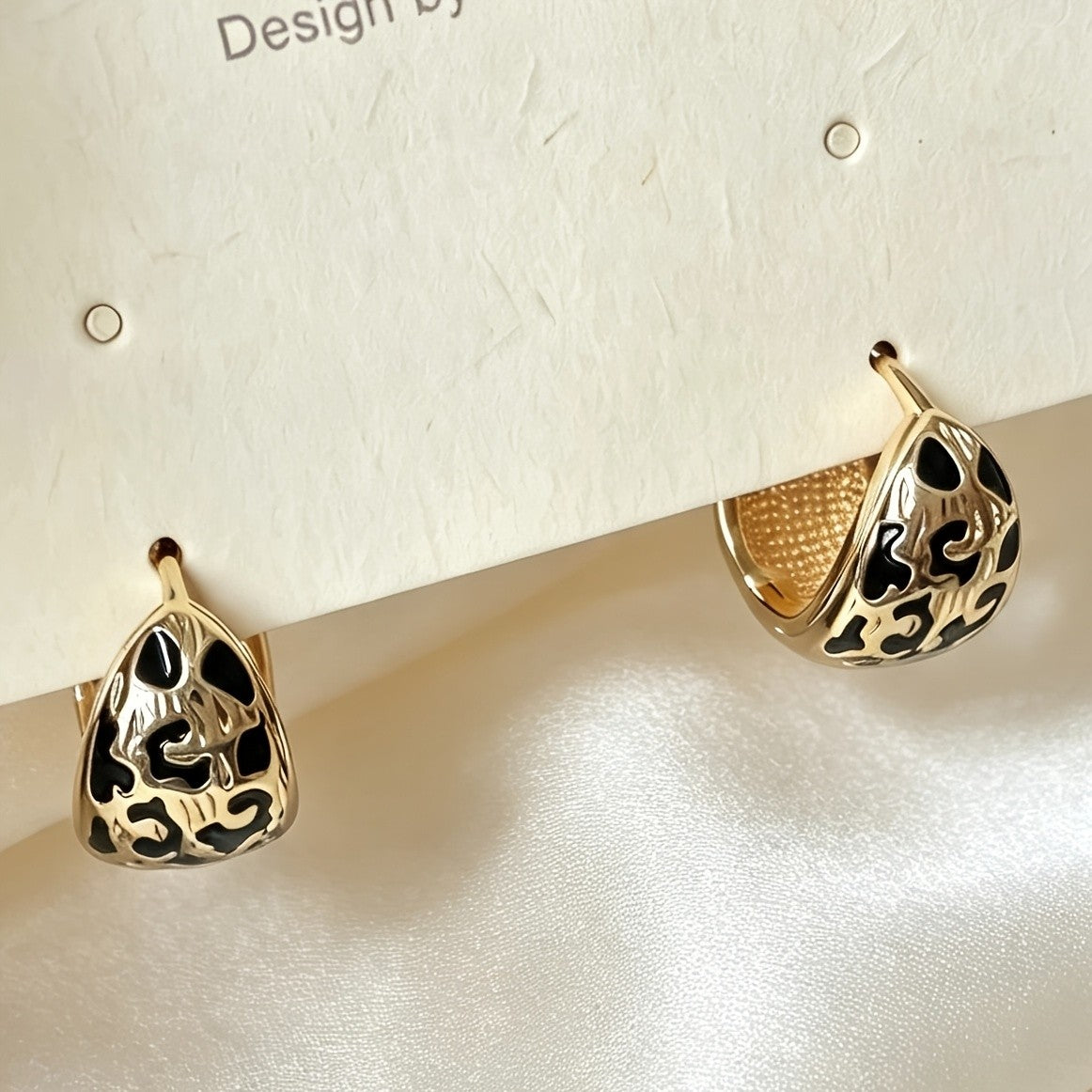 18k Vintage Leopard Print Huggie Earrings