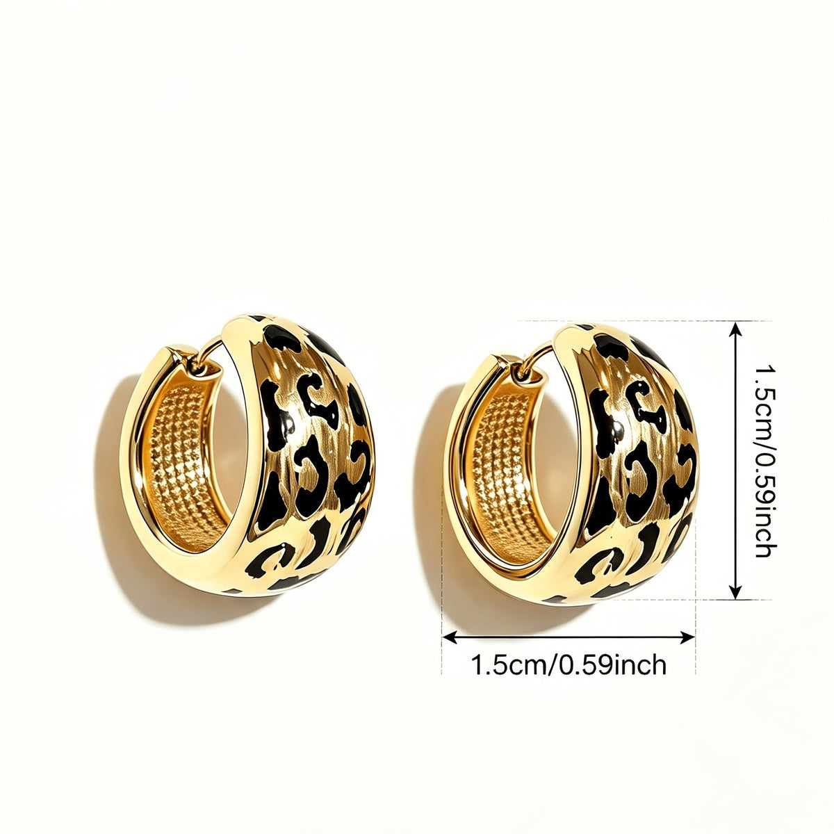 18k Vintage Leopard Print Huggie Earrings